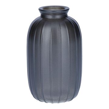 Bouteille SILVINA en verre, rainurée, gris métallisé, 12 cm, Ø 7 cm Bouteille SILVINA en verre, rainurée, gris métallisé, 12 cm, Ø 7 cm