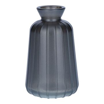 Flacon décoratif en verre TATIANA rainurée, gris métallisé, 11cm, Ø6,5cm Flacon décoratif en verre TATIANA rainurée, gris métallisé, 11cm, Ø6,5cm