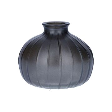 Vase à fleurs ALFHARD, verre rainuré, gris métallisé, 8,5 cm, Ø 10,5 cm Vase à fleurs ALFHARD, verre rainuré, gris métallisé, 8,5 cm, Ø 10,5 cm