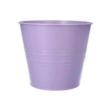 Pot rond en zinc MICOLATO avec rainures, lilas, 13cm, Ø15,5cm