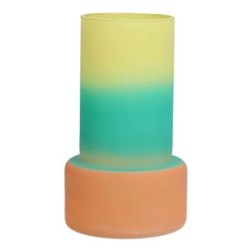 Vase en verre NULAILA, jaune-turquoise-abricot mat, 17cm, Ø10cm