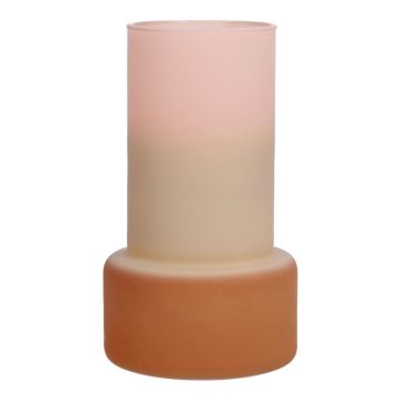 Vase en verre NULAILA, rose-beige-marron mat, 17cm, Ø10cm