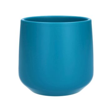 Cache-pot ZIOKA en céramique, turquoise mat, 13,5cm, Ø14,5cm