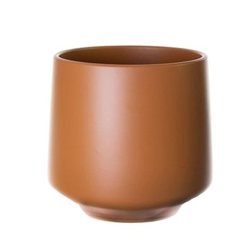 Cache-pot ZIOKA en céramique, caramel mat, 20,8cm, Ø23,5cm