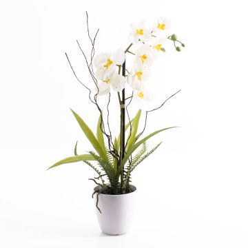 Orchidée Phalaenopsis en plastique MELINA dans un pot décoratif, blanche, 65 cm Orchidée Phalaenopsis en plastique MELINA dans un pot décoratif, blanche, 65 cm