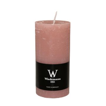 Bougie pilier AURORA, bois de rose, 12cm, Ø5,8cm, 42h - Made in Germany