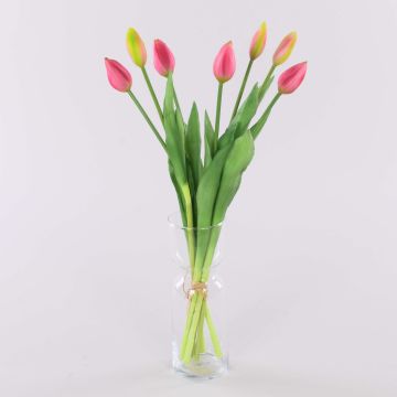 Bouquet artificiel de tulipes LONA, rose-vert, 45cm, Ø20cm Bouquet artificiel de tulipes LONA, rose-vert, 45cm, Ø20cm