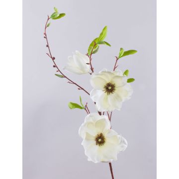 Branche de magnolia artificielle FINAH, blanc crème, 90 cm, Ø 9-15 cm
