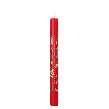 Calendrier de l'Avent, bougie cylindrique TEMPERANCE, jours de l'Avent imprimés, rouge et multicolore, 25cm, Ø2,3cm - Fabriqué en Allemagne Calendrier de l'Avent, bougie cylindrique TEMPERANCE, jours de l'Avent imprimés, rouge et multicolore, 25cm, Ø2,3cm - Fabriqué en Allemagne