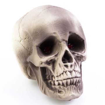 Tête de mort décorative d'Halloween MATTY, beige-gris, LEDs, 21x15x16cm