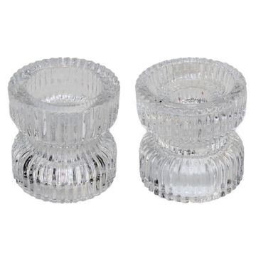 Porte-bougie en verre réversible ARTORIUS pour bougies à chauffe-plat, bougies chandelles, transparent, 6cm, Ø6,4cm