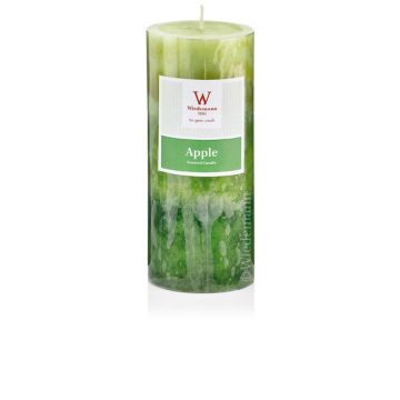 Bougie parfumée rustique ASTRID, Fresh Apple, vert pomme, 13cm, Ø6,8cm, 60h