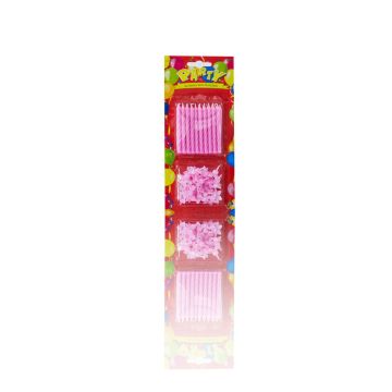 Bougies d'anniversaire LULUNA avec 20 bougies et 20 supports, rose, 6,5cm, Ø0,5cm