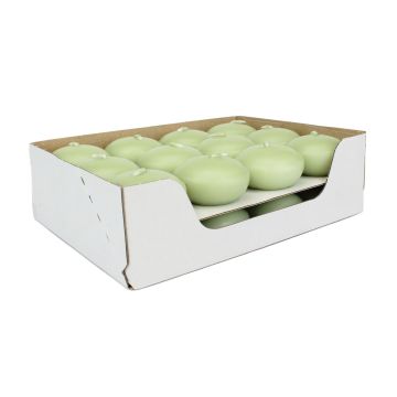 Bougies flottantes ORNELLA, 24 pièces, vert pastel, 2,8cm, Ø4,5cm, 4h