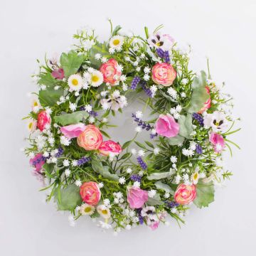 Couronne de printemps décorative FELICIA pensées renoncules, multicolore, Ø30cm