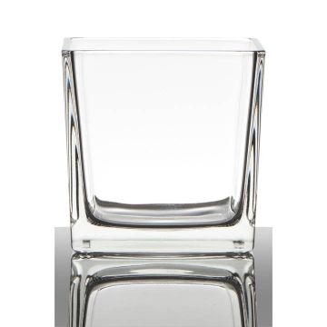 Pot de fleurs KIM EARTH, cube/carré, transparent, 12x12x12cm