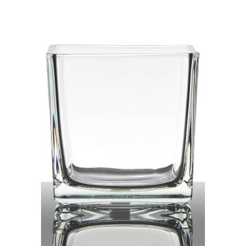 Pot de fleurs KIM EARTH, cube/carré, transparent, 14x14x14cm