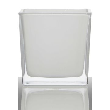 Porte-bougie KIM EARTH, cube/carré, blanc, 8x8x8cm Porte-bougie KIM EARTH, cube/carré, blanc, 8x8x8cm