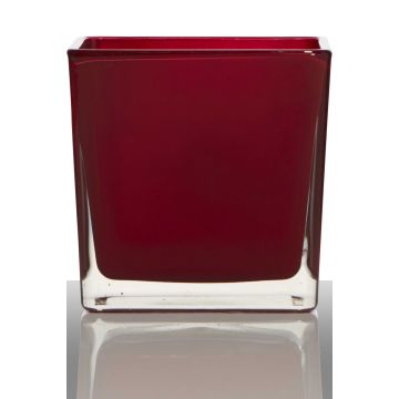 Pot de fleurs KIM EARTH, cube/carré, rouge, 14x14x14cm