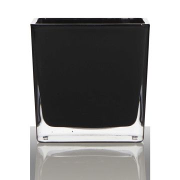 Photophore KIM EARTH en verre, noir, 10x10x10cm