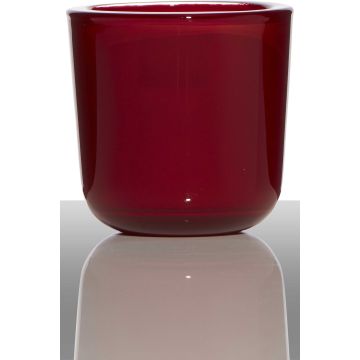 Porte-bougie NICK, cylindre/rond, rouge, 7,5cm, Ø7,5cm