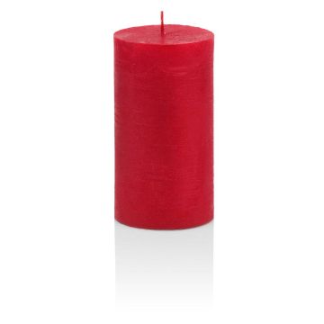 Bougie cylindrique / bougie de Noël MATHILDA, rouge rubis, 10cm, Ø6,8cm, 45h - Made in Germany