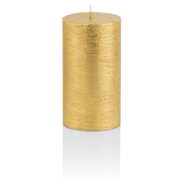 Bougie cylindrique / bougie de Noël MATHILDA, or, 12cm, Ø5,8cm, 45h - Made in Germany