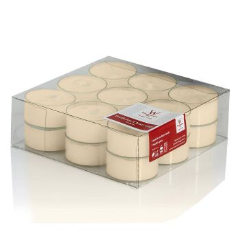 Lot de 18 bougies chauffe-plat / bougie de table KENNY, crème, 1,8cm, Ø3,8cm, 4h