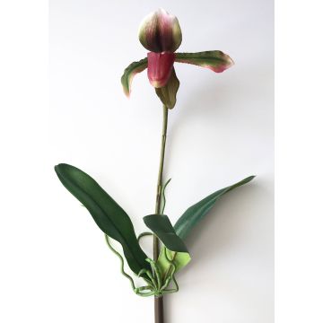 Orchidée Paphiopedilum artificielle VELANA, à piquer, violet-vert, 40cm