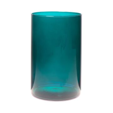 Vase à fleurs SANYA EARTH, cylindre/rond, bleu cyan-transparent, 21cm, Ø14cm