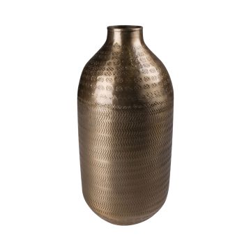 Vase bouteille en métal SOLANYI, à motifs, or, 33cm, Ø15cm