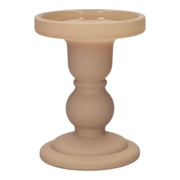 Bougeoir pour bougie cylindrique KLEOFINA en verre, avec socle, beige mat, 11cm, Ø8,5cm Bougeoir pour bougie cylindrique KLEOFINA en verre, avec socle, beige mat, 11cm, Ø8,5cm