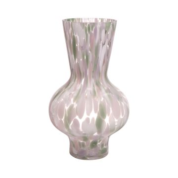 Vase en verre bombé RUSSELL, motif léopard, lilas-menthe-transparent, 30cm, Ø18cm