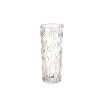 Vase en verre TIFFA avec motif tulipes, transparent, 25cm, Ø10cm