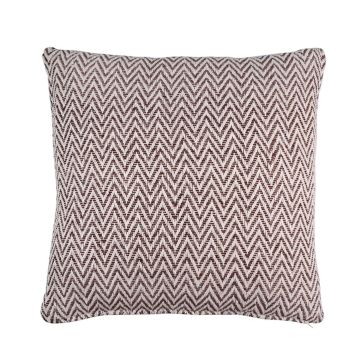 Coussin décoratif KENZA, motif zigzag, brun chocolat, 45x45cm