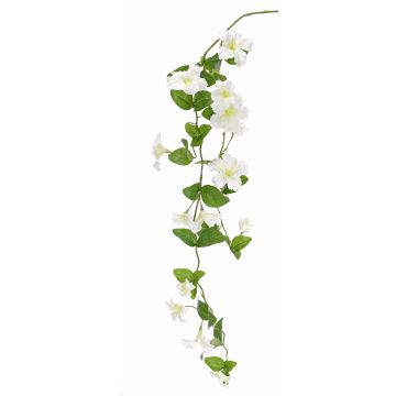 Tige de Pétunia artificiel MARTHE, blanc-vert, 130cm