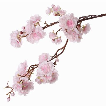 Branche décorative de Cerisier japonais RUKIA, en fleurs, rose clair-blanc, 90cm, Ø3-6cm