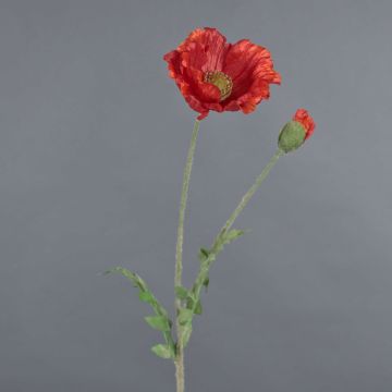 Coquelicot artificiel LIENTJE, rouge-orange, 65cm, Ø12cm