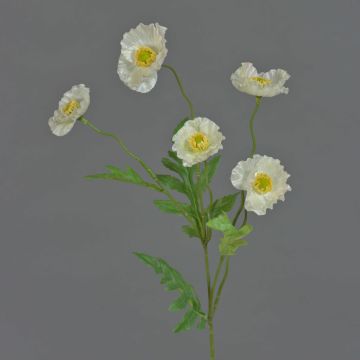 Coquelicot artificiel KEIRA, blanc, 65cm, Ø5cm