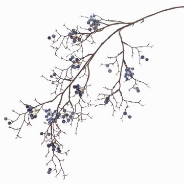 Branche décorative de symphorine GESA avec baies, bleu, 100cm