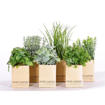 Mélange d'herbes artificielles CHUCK en pot en papier, 6 pièces, vert, 15-25cm