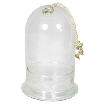 Cloche de verre VOLTA, avec cordon, cylindre/rond, transparent, 28,5cm, Ø18cm