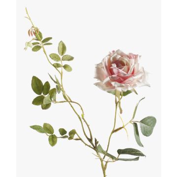 Rose artificielle BEATA, rose-blanc, 75cm