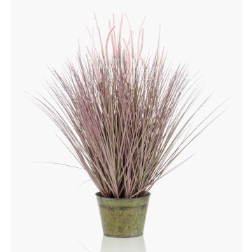 Herbe artificielle Lampenputzer OVIDIO, panicules, pot en zinc, rose-vert, 100cm