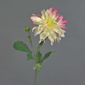 Fleur textile Dahlia CINTHIA, rose-blanc, 60cm