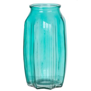 Petit vase à fleurs AMORY en verre, turquoise-transparent, 22cm, Ø12cm