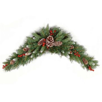 Arche de porte décorative en sapin MARLIES, crossdoor, difficilement inflammable, enneigé, 90cm