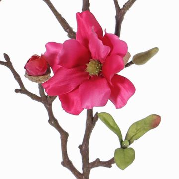 Branche de magnolia artificielle MARGA, rose vif, 80 cm, Ø 7-8 cm
