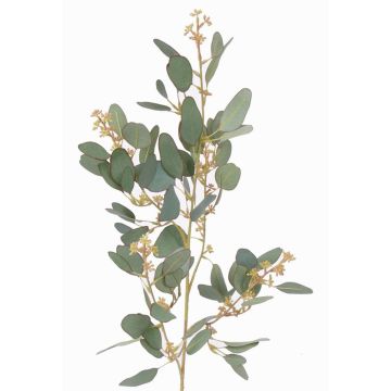 Branche d'eucalyptus artificielle COBAR avec fleurs, crossdoor, verte, 65cm, Ø1,5cm