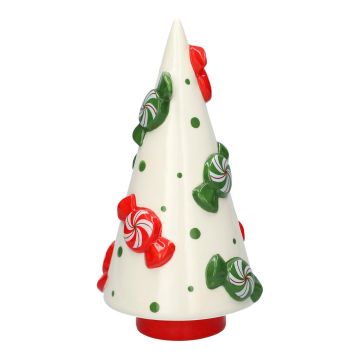 Figurine décorative « sapin » CRUMB en céramique, avec des bonbons, rouge-blanc-vert, 23,6 cm, Ø 11,8 cm